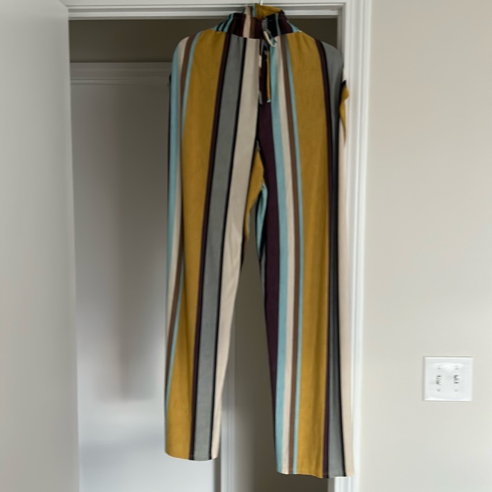 New - Honeyme Curvy - XXL - multi striped wide leg pants - lots of length